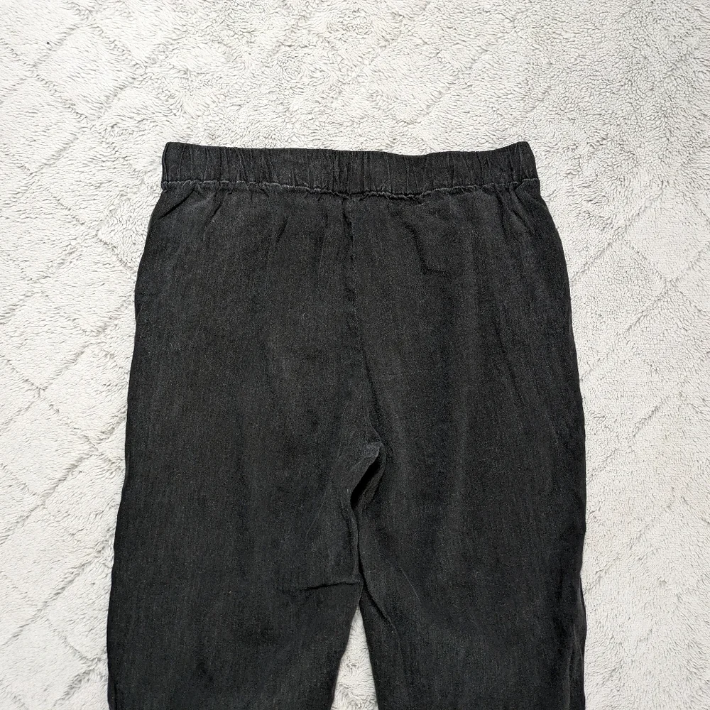 Babaton Pants Women's Large Black Linen Blend Pull On Drawstring Tapered Crop